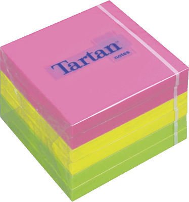 Tartan™ Haftnotizen/7676N, neon, 76x76mm, Inh. 6