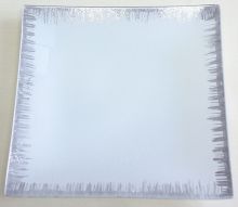 Glasteller weiß- silber YQL7182-2 20x20cm