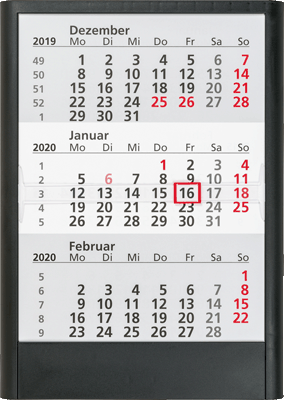 3-Monats-Tischkalender 5138001 2023 im weißen Gehäuse