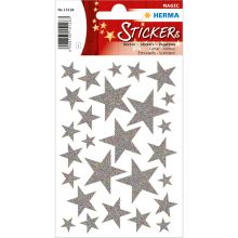 Weihn. Sticker Magic Sterne silber HERMA 15128 Glitter