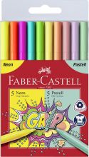 Faserschreiber 10ST Neon+Pastell FABER CASTELL 155312 sort.