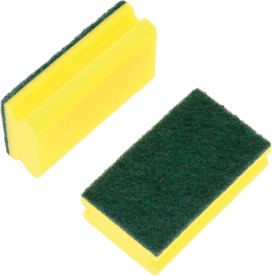 Schwamm gelb (B)150 x (T)70 x (H)45 mm Schaumstoff mit grünem Hartvlies, mit Griffmulde
