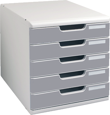 EXACOMPTA Büroboxen Modulo System 2 A4/301041D, lichtgrau/steingrau, DIN A4+