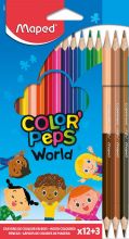 Farbstiftetui 12+3ST Color Peps World so MAPED M832071