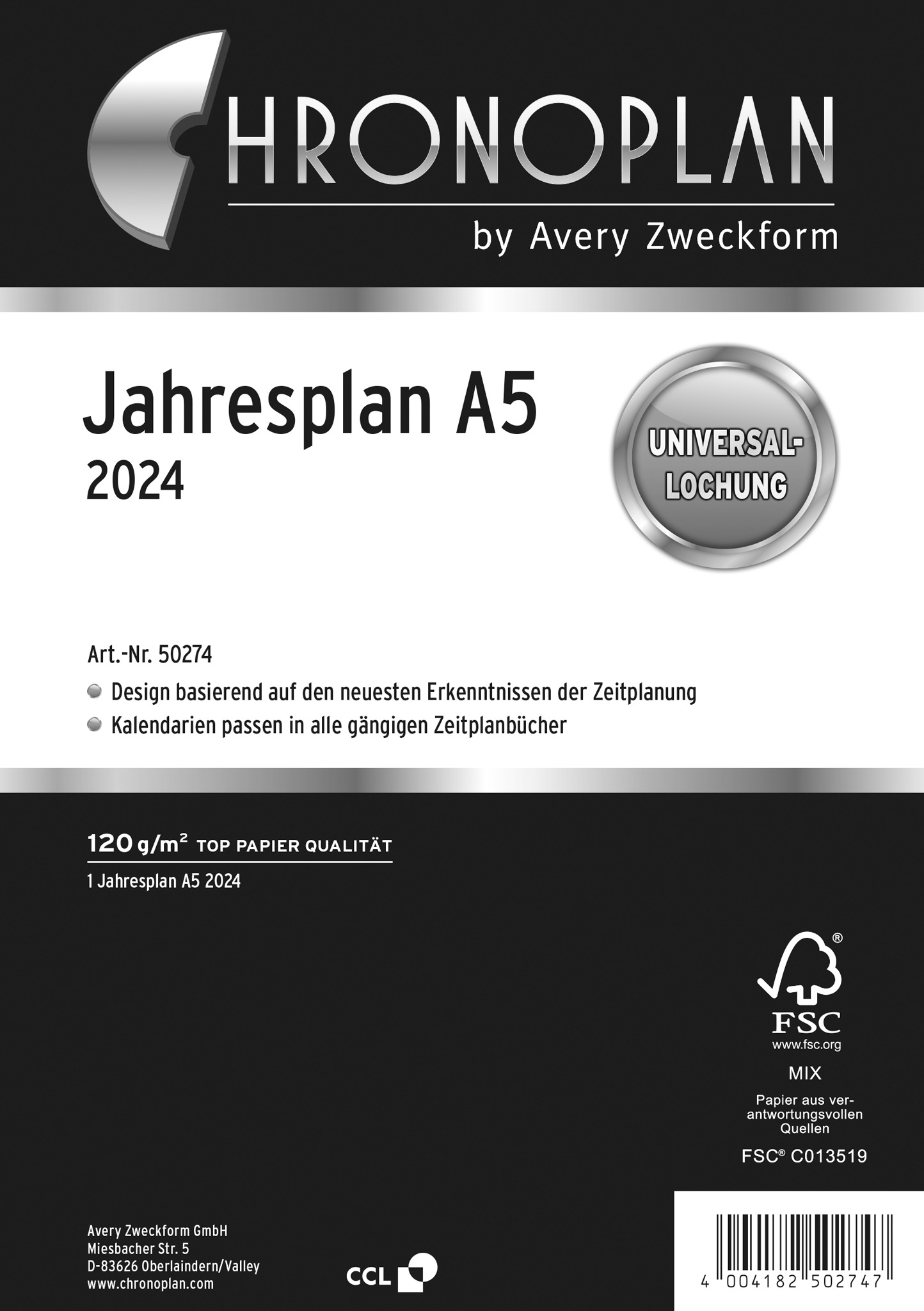 Jahresplan A5 2024 CHRONOPLAN 50274