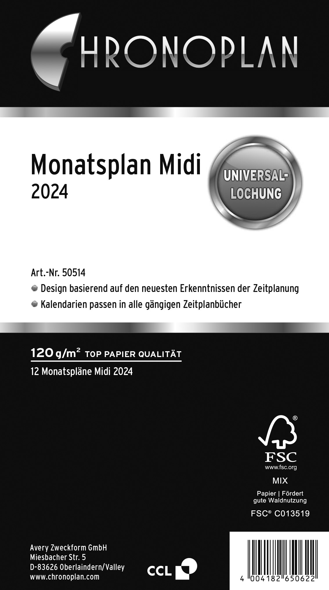 Monatsplan Midi 2024 CHRONOPLAN 50514 RR