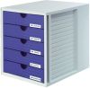 Schubladenbox grau/blau HAN 1450-14 5 geschlossene Schuebe