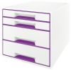 Schubladenbox WOW CUBE violett metallic LEITZ 5213-20-62 4 Schubladen