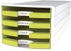 Schubladenbox 4 Laden weiß/lemon HAN 1013-50 offen