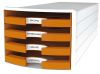 Schubladenbox 4 Laden weiß/orange HAN 1013-51 offen