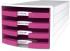 Schubladenbox 4 Laden weiß/pink HAN 1013-56 offen